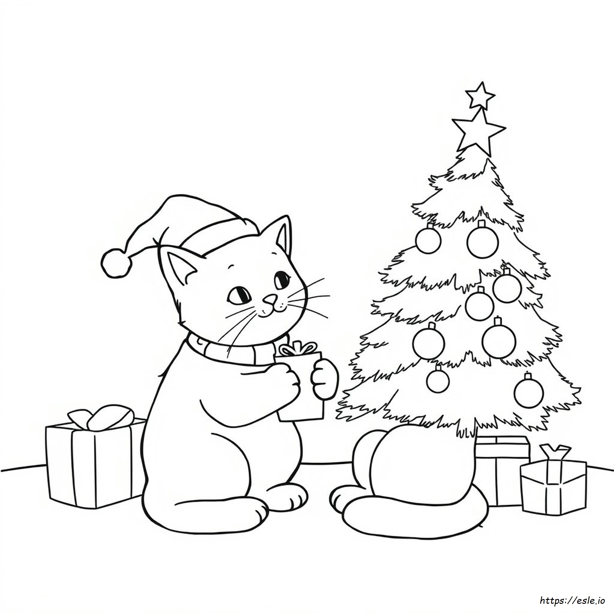 Christmas Cat Coloring Sheet