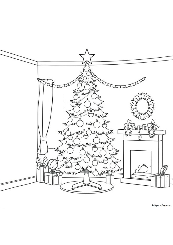Big Christmas Tree Mewarnai Gambar Dapat Dicetak