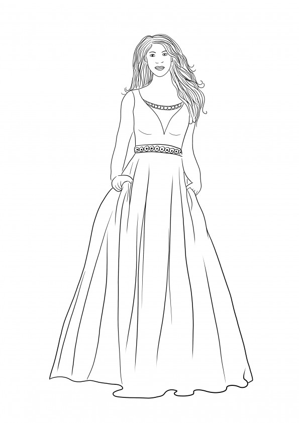 Mother in Ball Gown free to print and color by kids with fun
