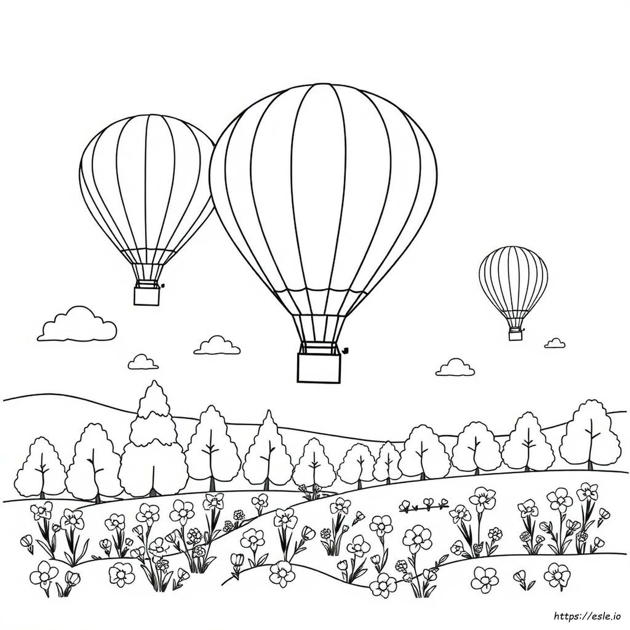 Simple Hot Air Balloon Coloring Page