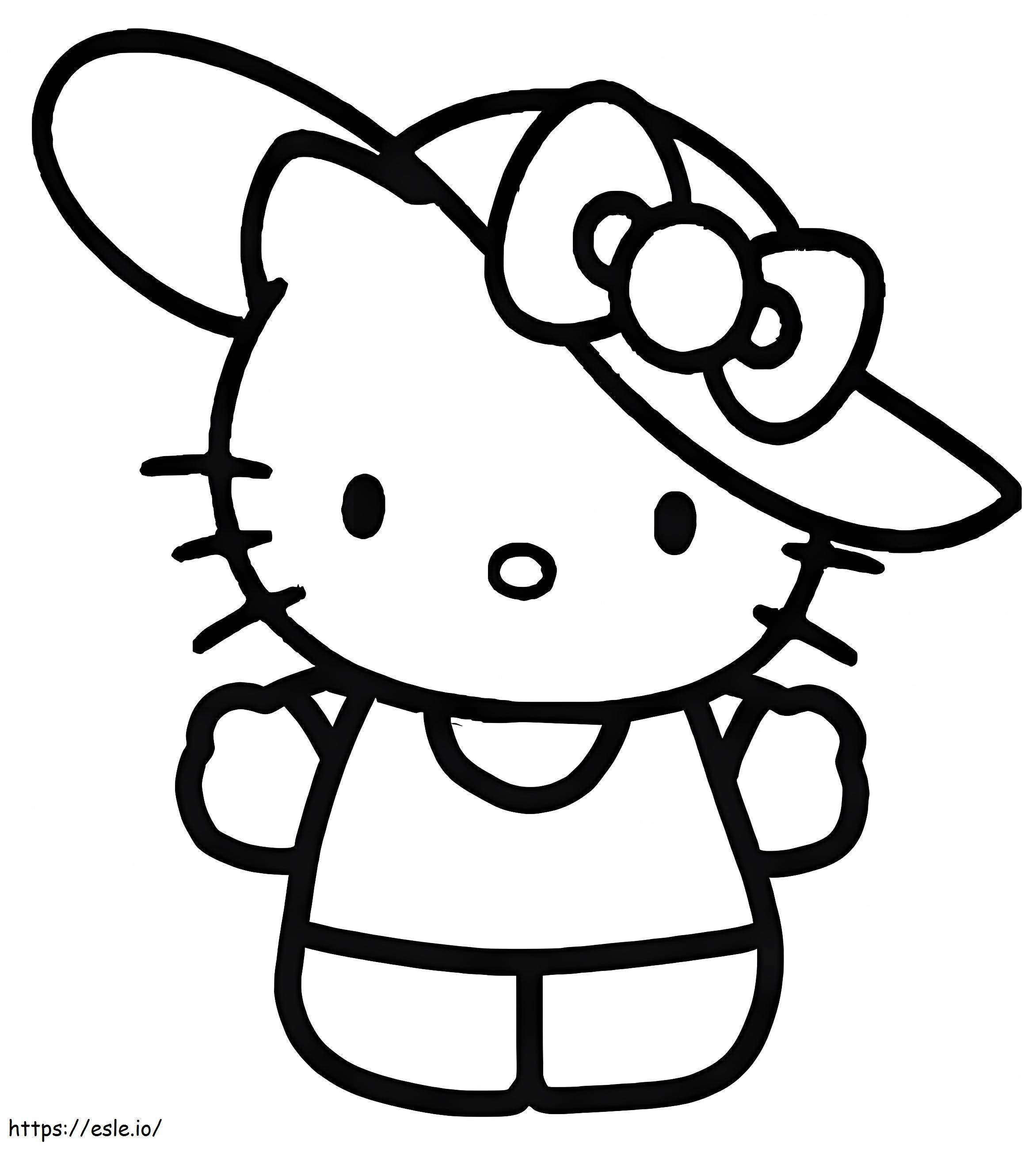 Coloriage Bonjour Kitty avec chapeau à imprimer dessin