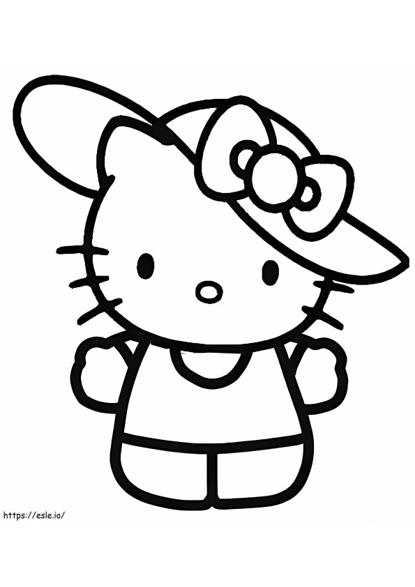 Hello Kitty com chapéu para colorir