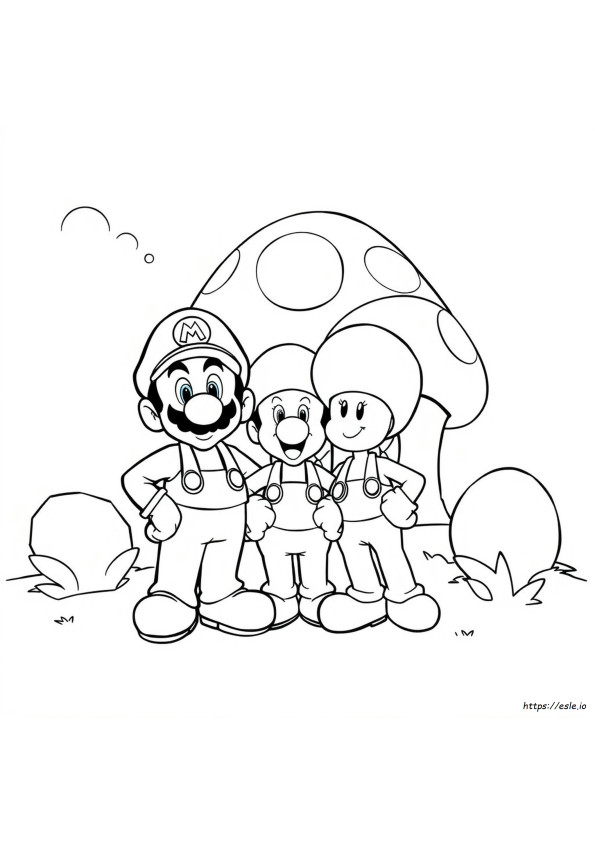 Pagini De Colorat Cu Mario, Luigi Și Toad