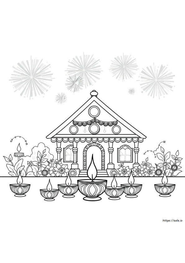 Diwali Lamp Mewarnai Gambar