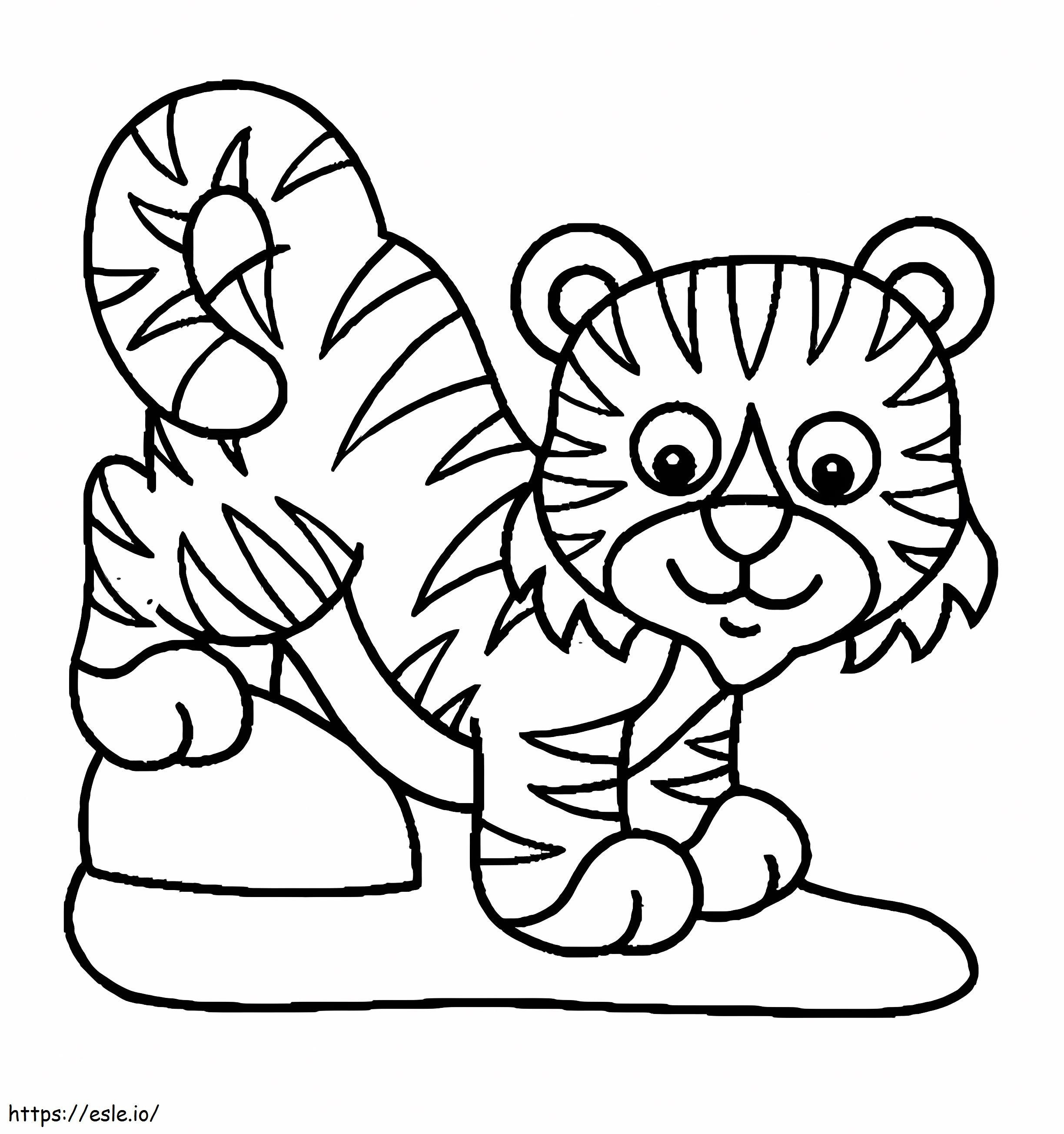 Adorabil pui de tigru de colorat