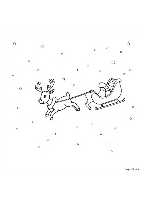 トナカイが空を飛ぶ塗り絵無料