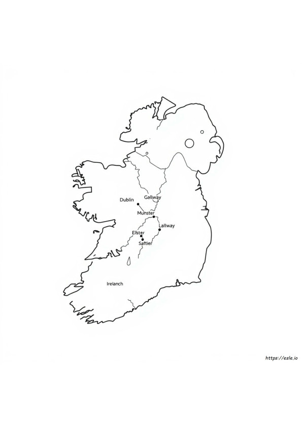 Irlanda Haritası Boyama Sayfası