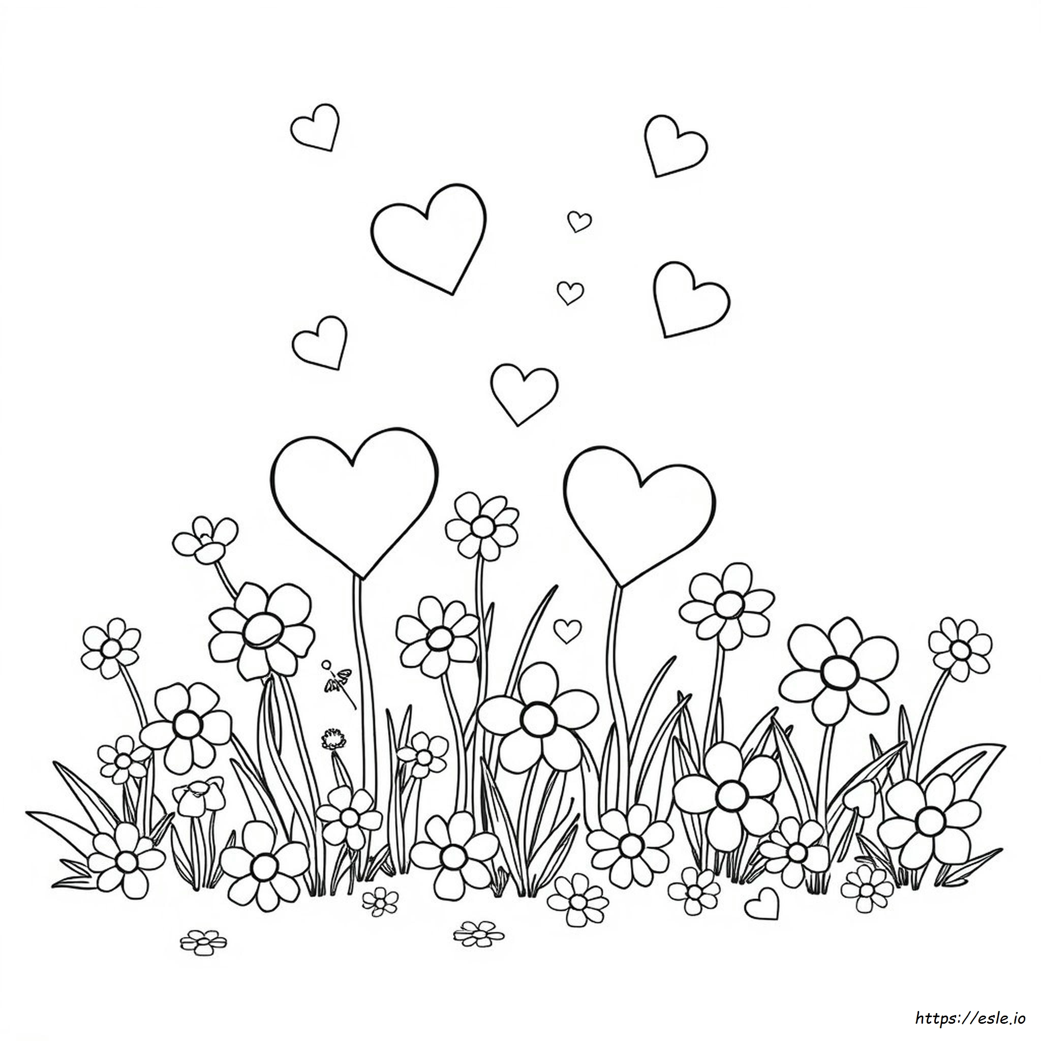 Corazones Y Flores Para Colorear