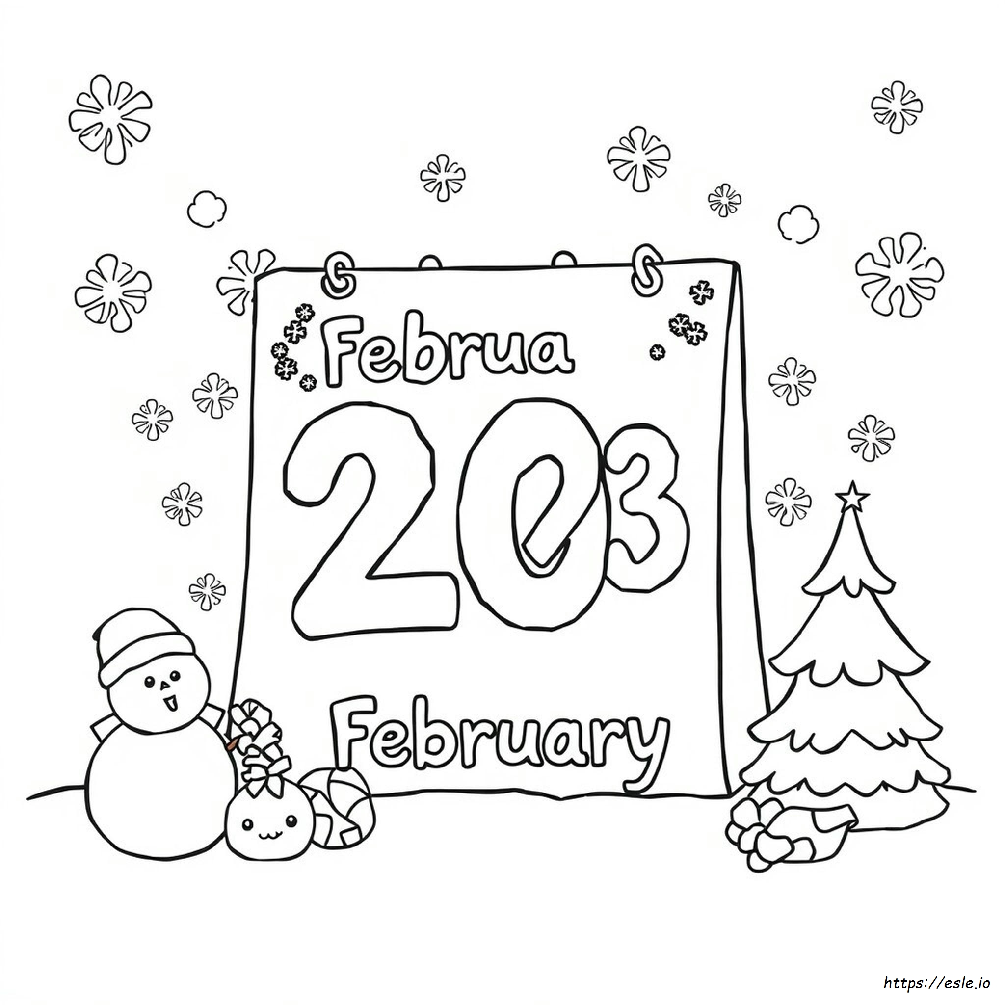 Coloriage Calendrier Février 2023 À Imprimer