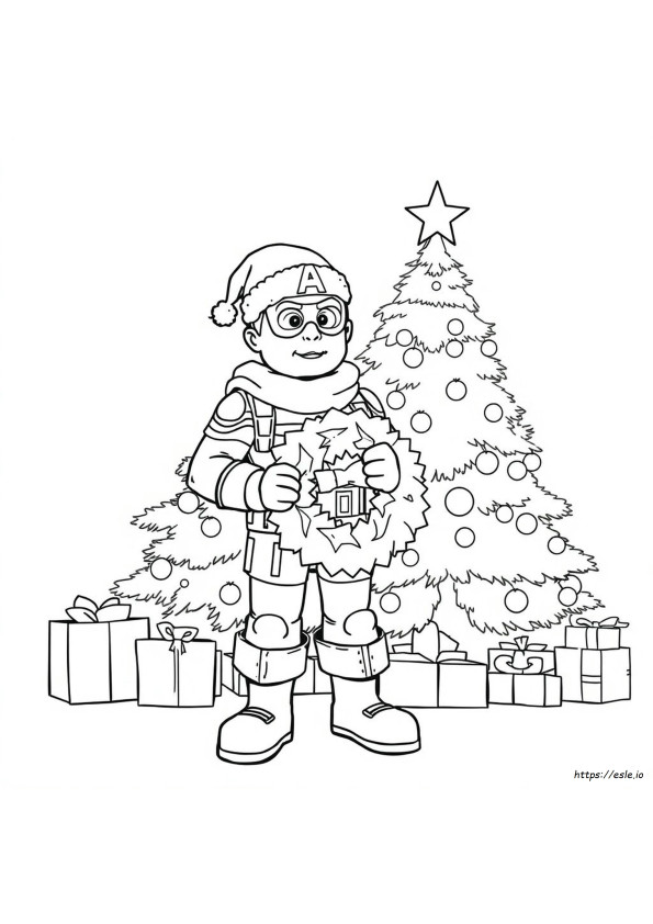 Captain America Christmas Coloring Pages