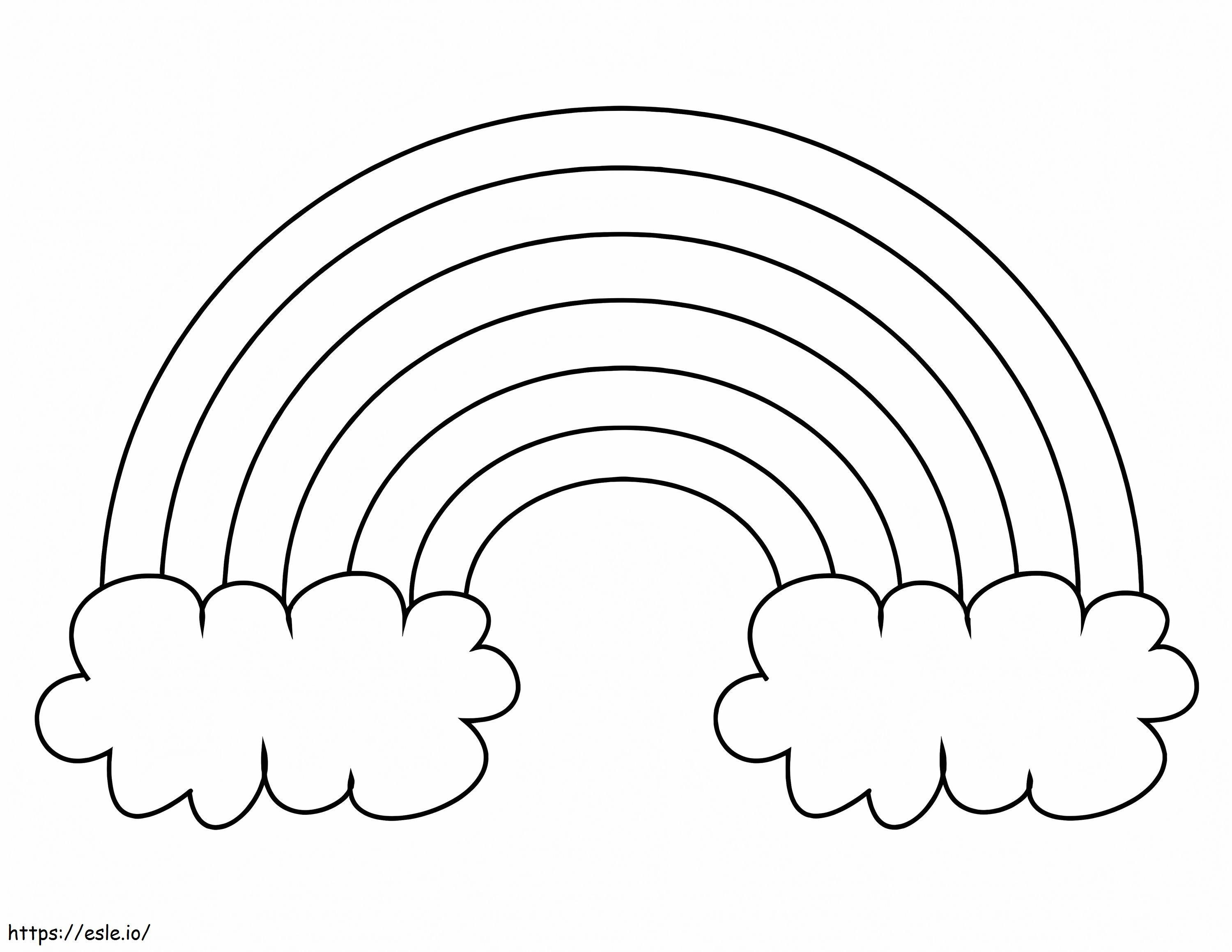 Rainbow With Two Clouds coloring page