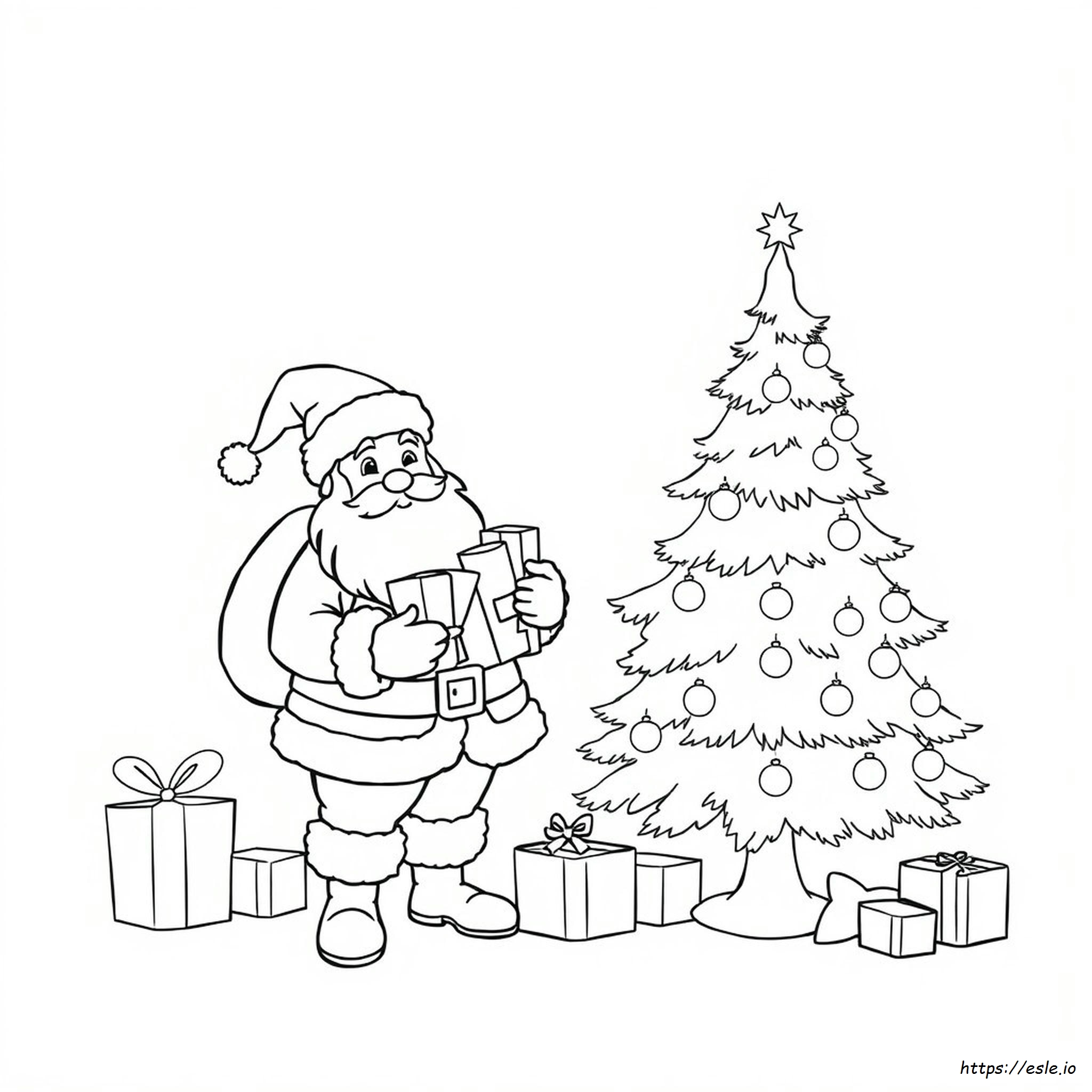 Santa Tree Coloring Page