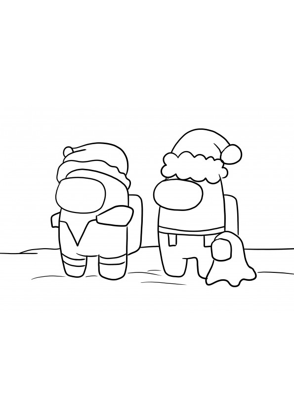 Free to print and color page of Red and Yellow InnerSloth LCC-Christmas hats