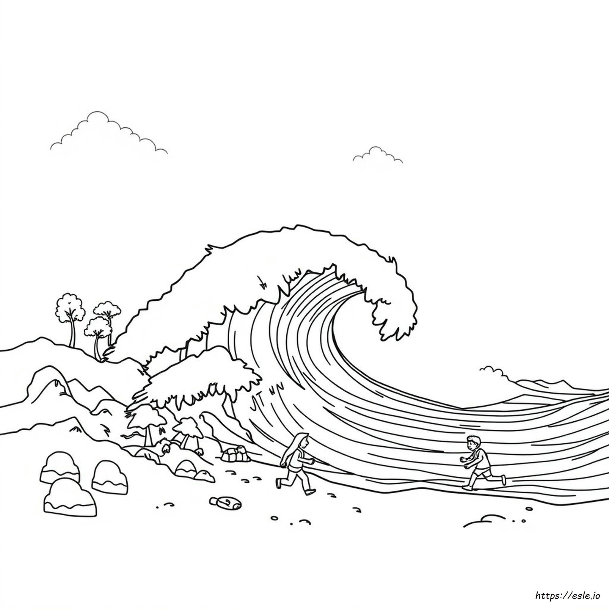 Natural Disaster Tsunami Coloring Page
