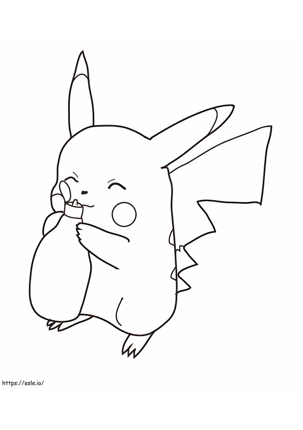 Pikachu Drinking Milk coloring page