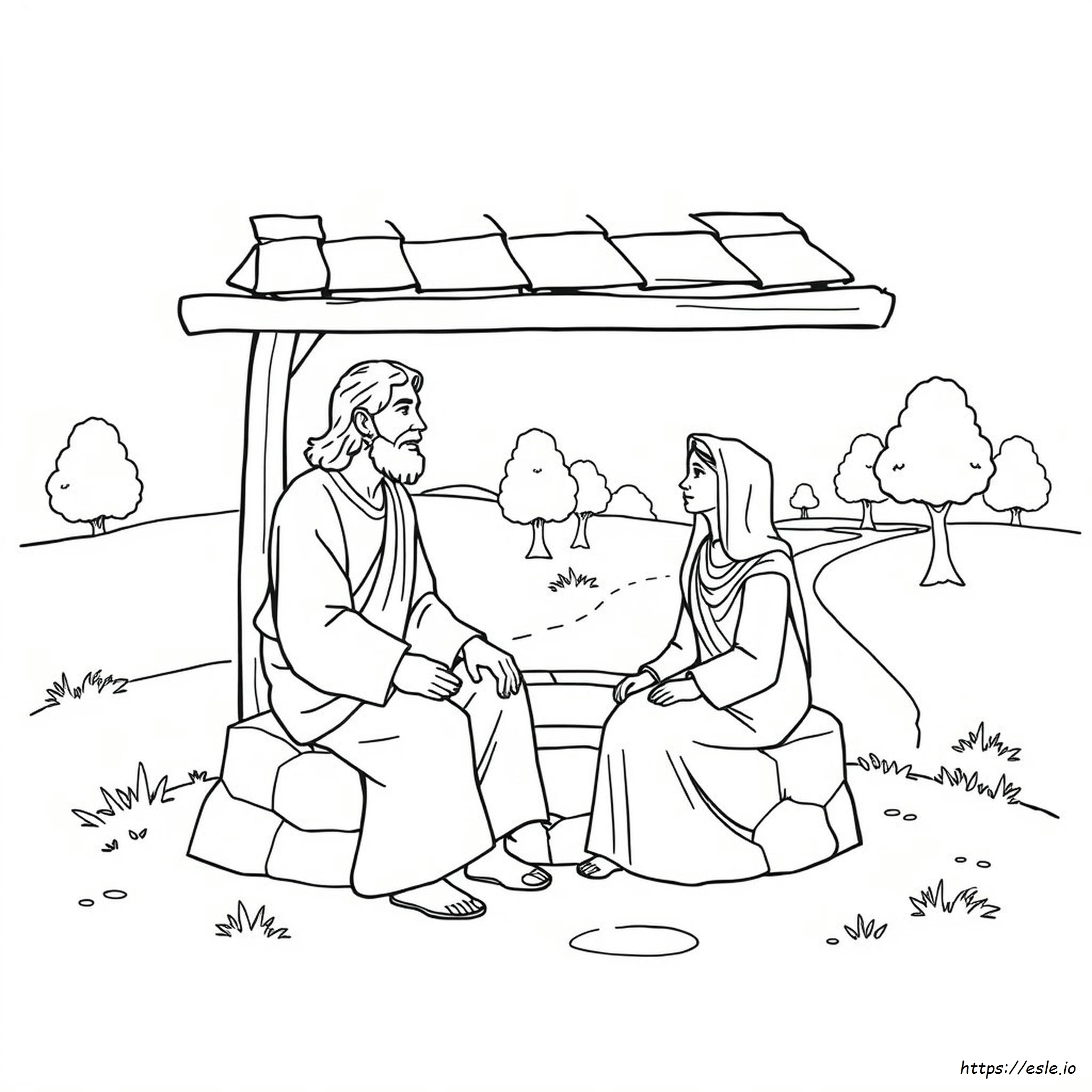 Jesús Y La Mujer Samaritana Para Colorear