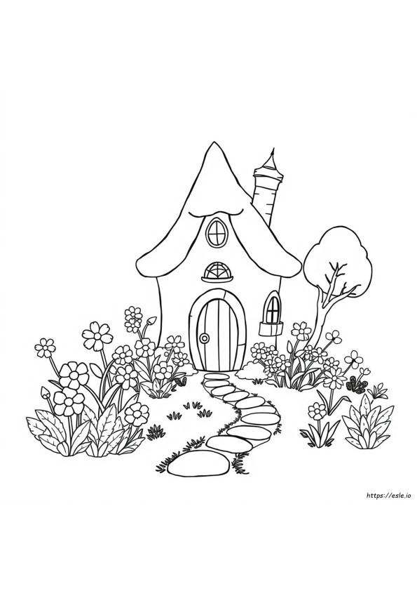 Gambar Mewarnai Rumah Peri