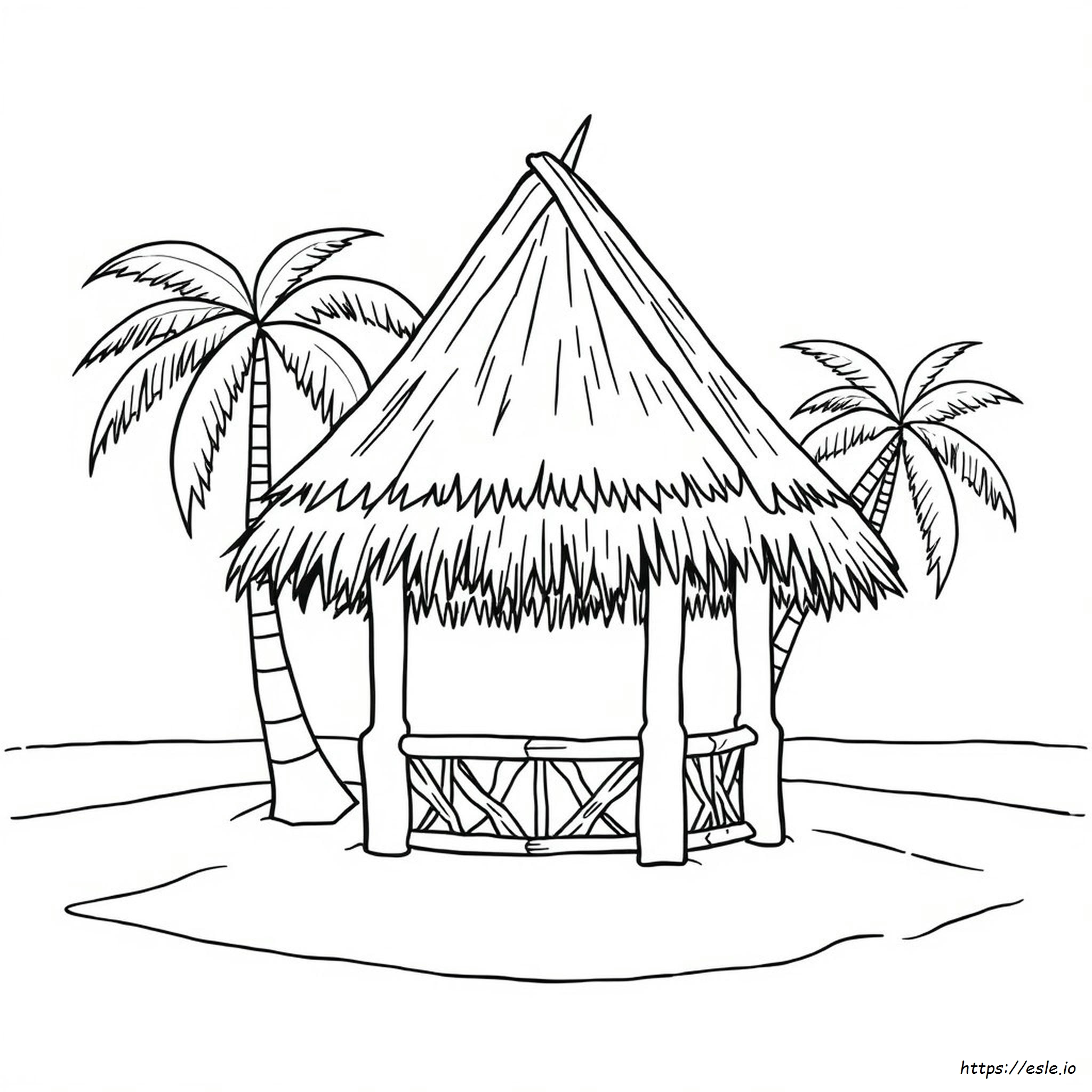 Choza Tiki Para Colorear