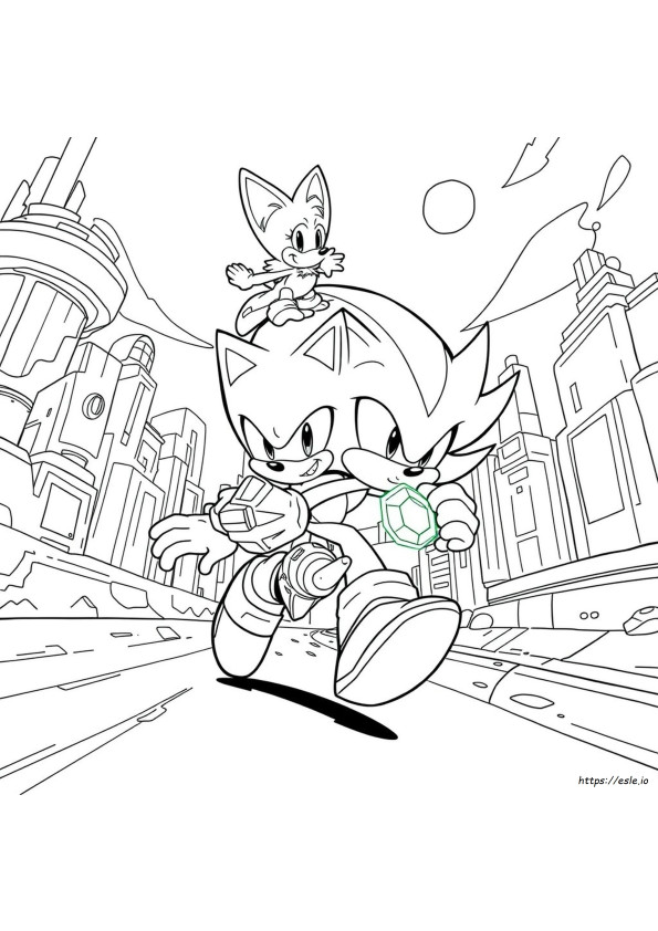 Halaman Mewarnai Sonic Dan Shadow Untuk Dicetak