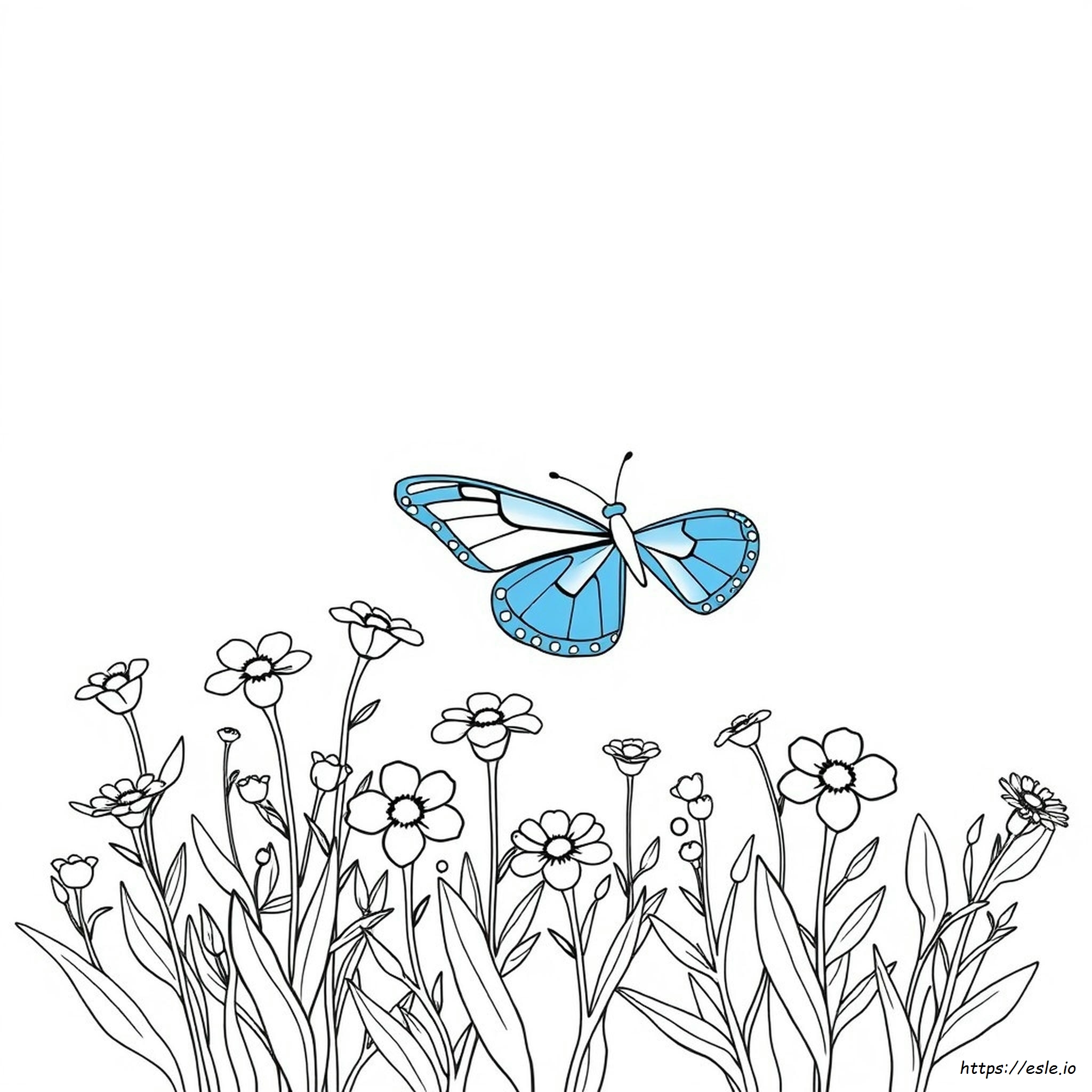 Mariposa Azul Para Colorear
