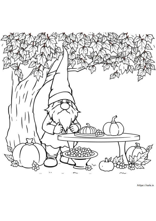 Thanksgiving Gnome Coloring Page Printable