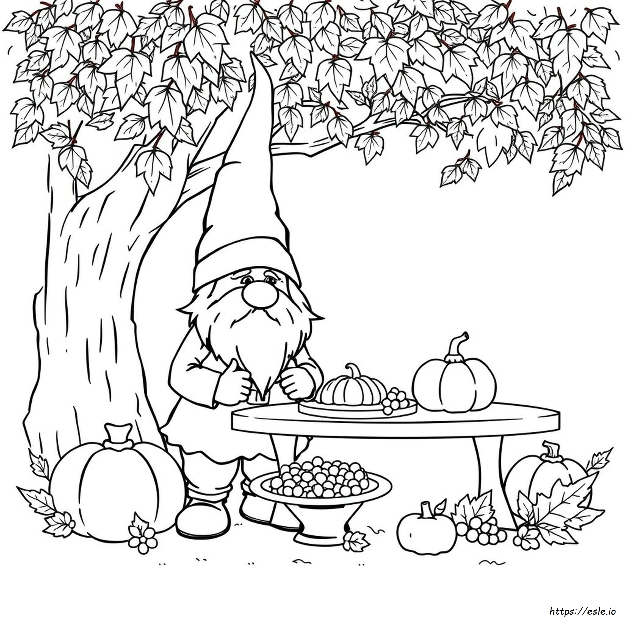 Thanksgiving Gnome Coloring Page Printable