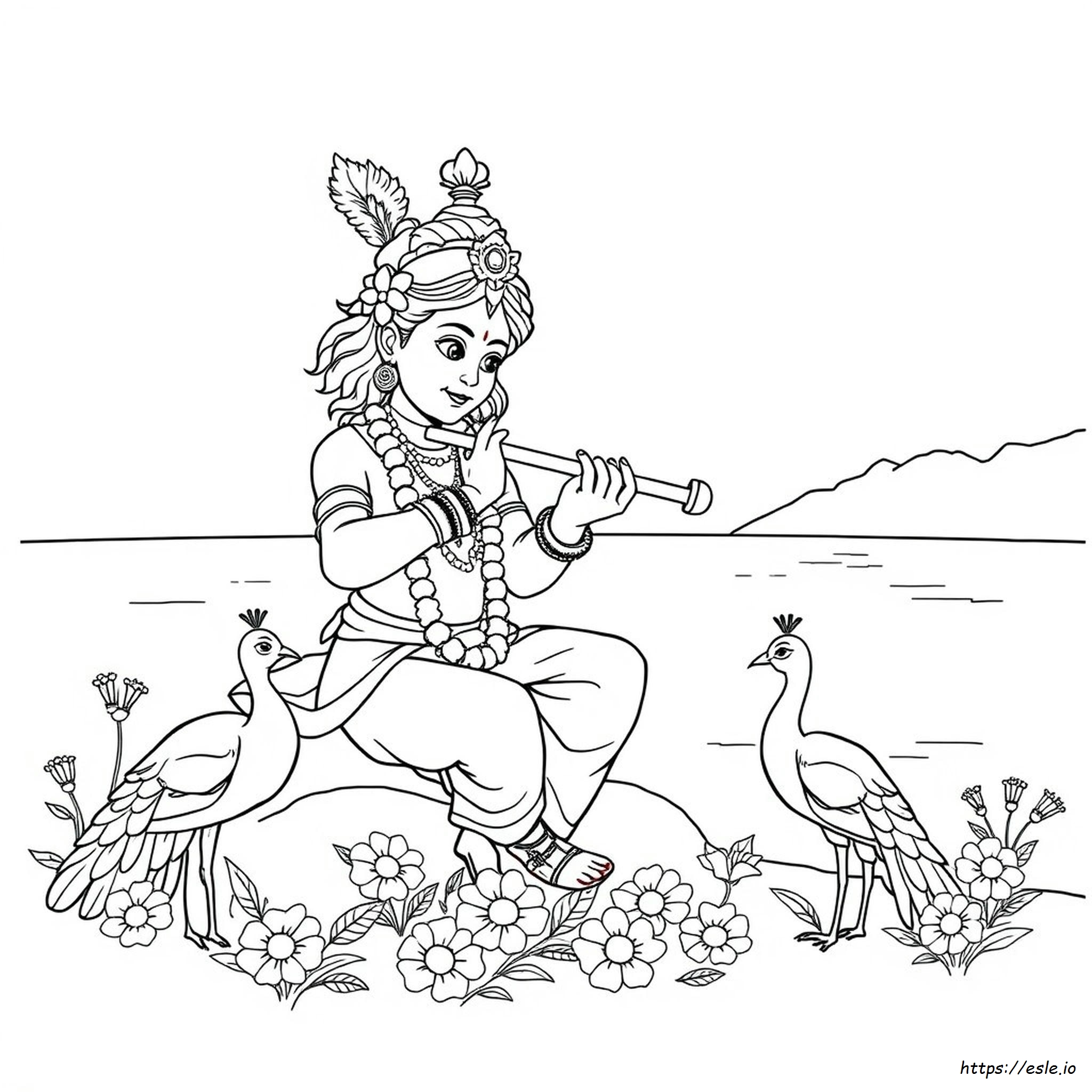 Imagine Cu Krishna De Colorat