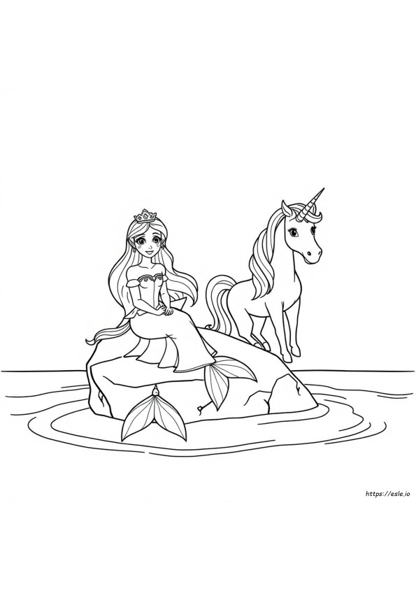 Principessa Sirena Unicorno Da Colorare