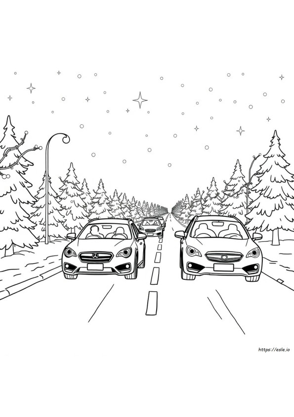 Mobil-Mobil Natal Mewarnai Gambar