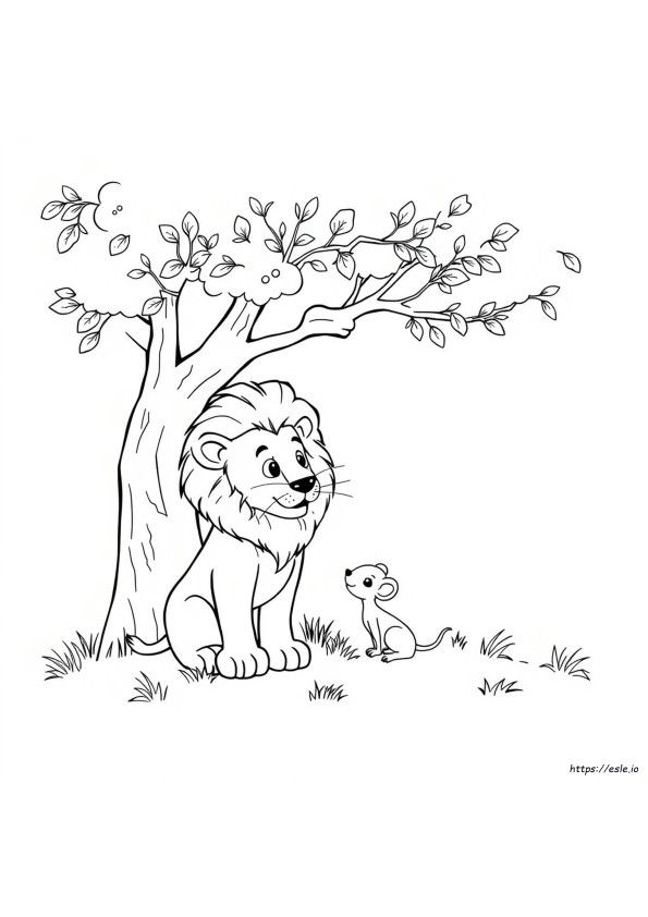 Gambar Mewarnai Singa Dan Tikus