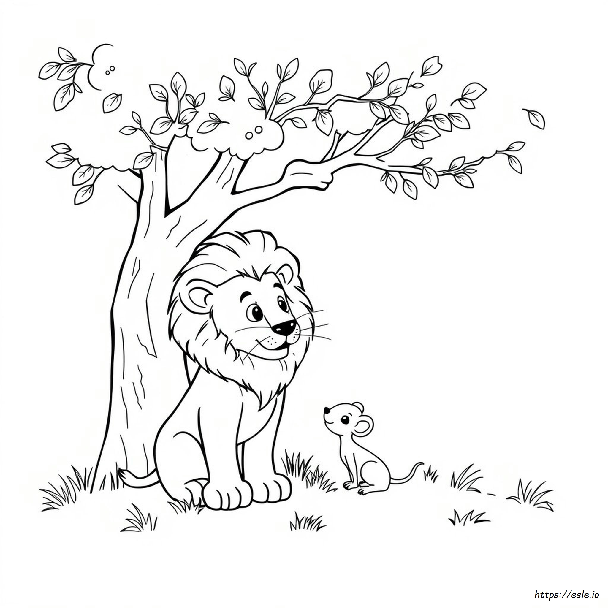 El León Y El Ratón Para Colorear