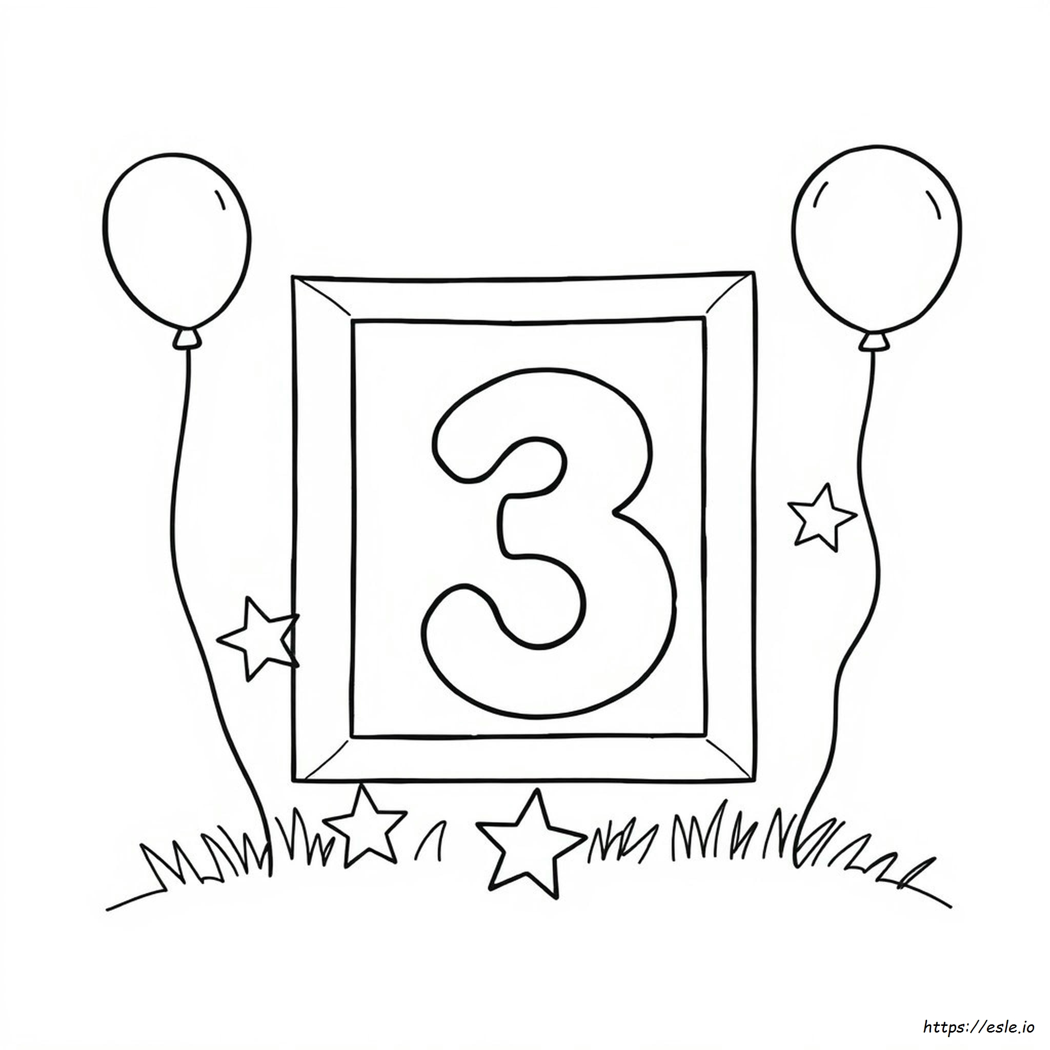 Número 3 Imprimible Para Colorear
