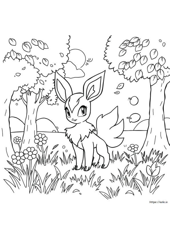 Gambar Mewarnai Pokemon Leafeon