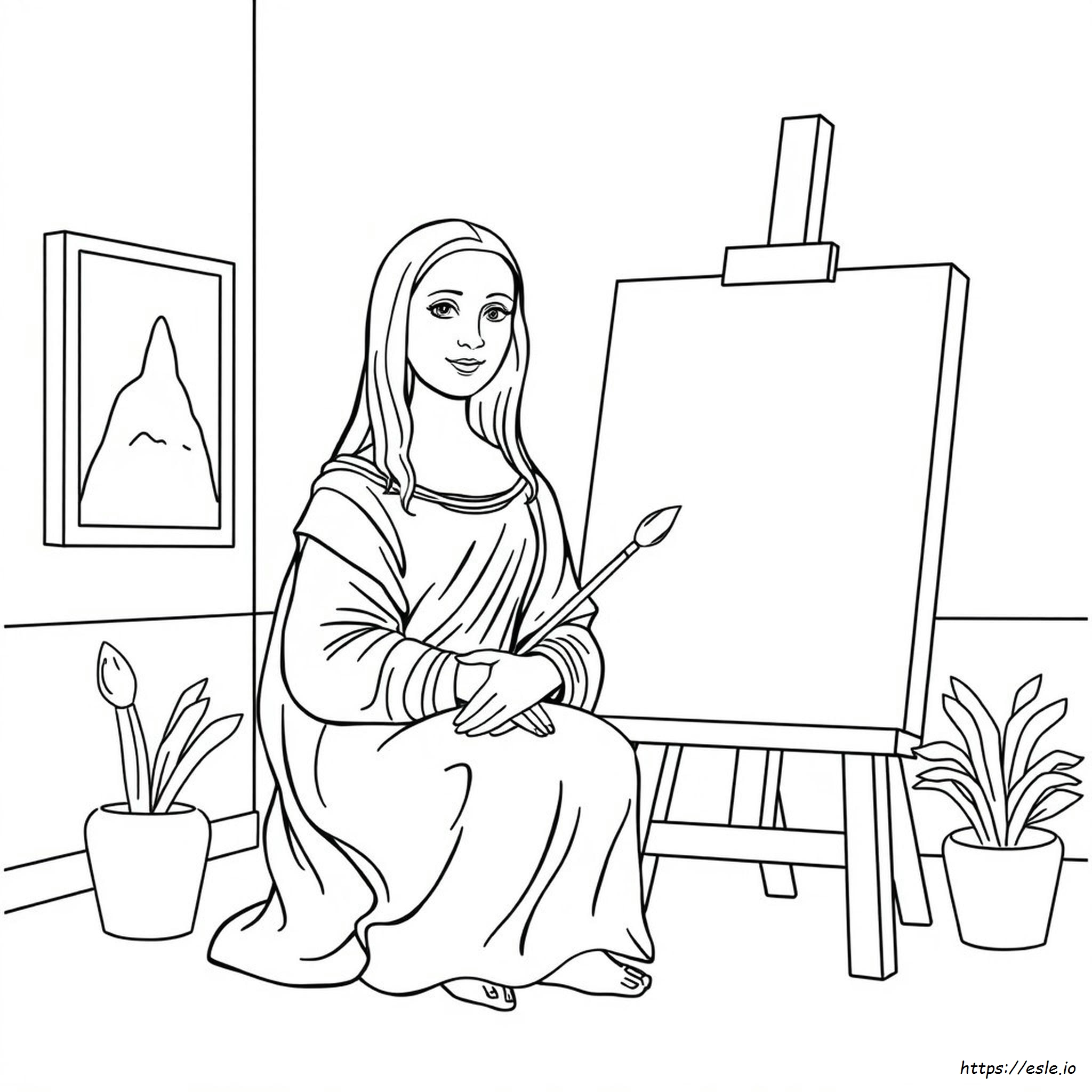 Página Para Colorear Imprimible Gratis De La Mona Lisa