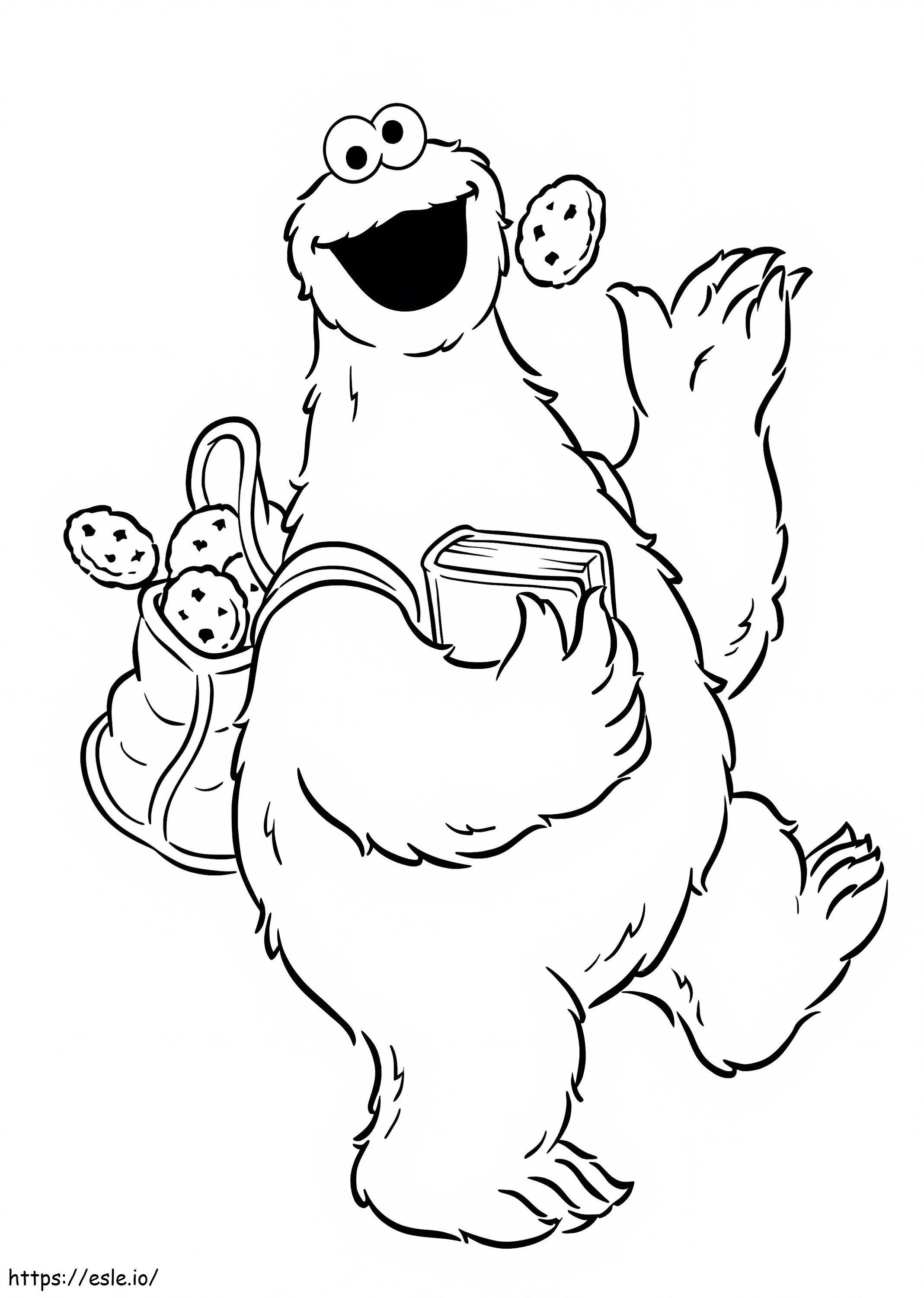 Cookie Monster Eating Cookie coloring page