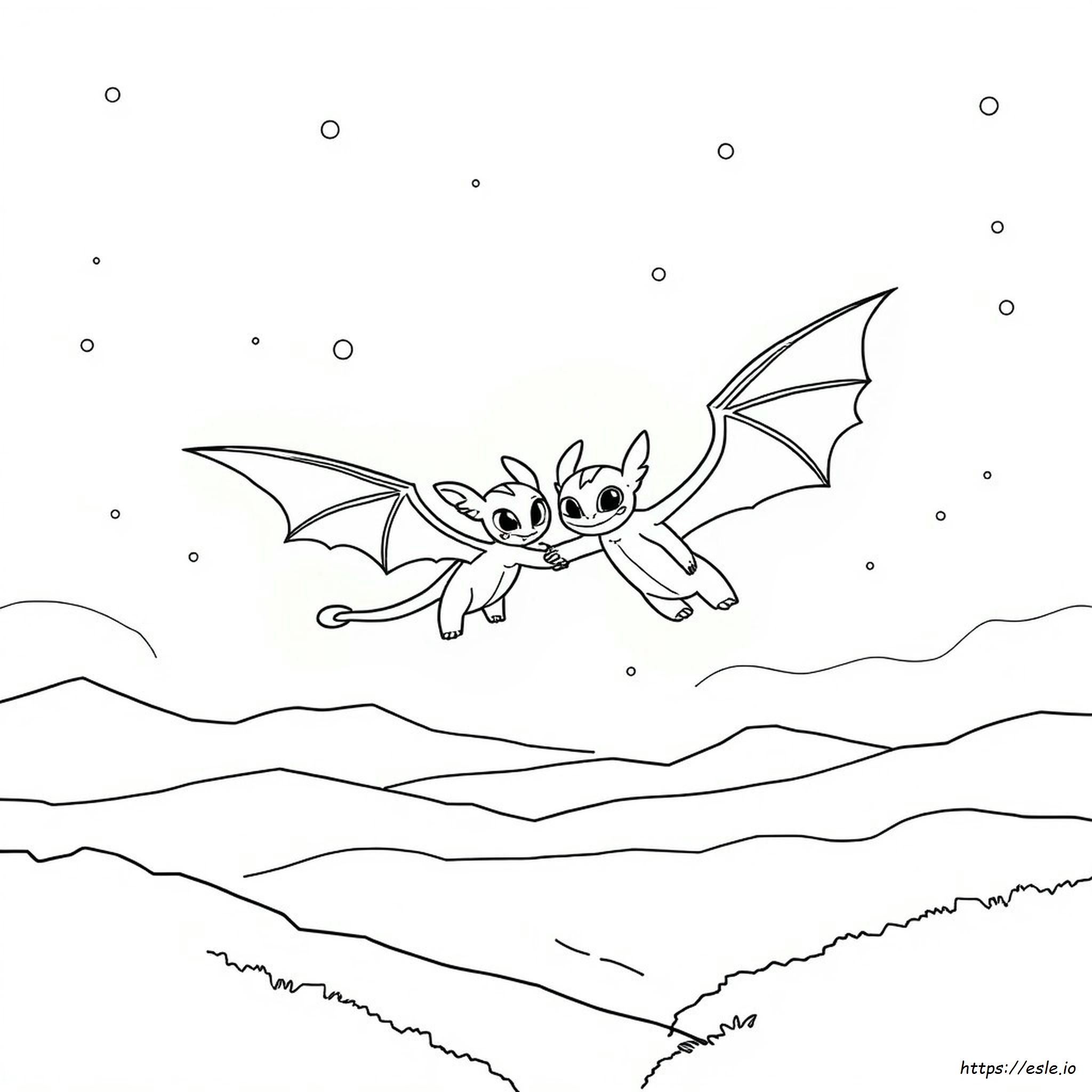 Toothless And Light Fury Together Coloring Pages