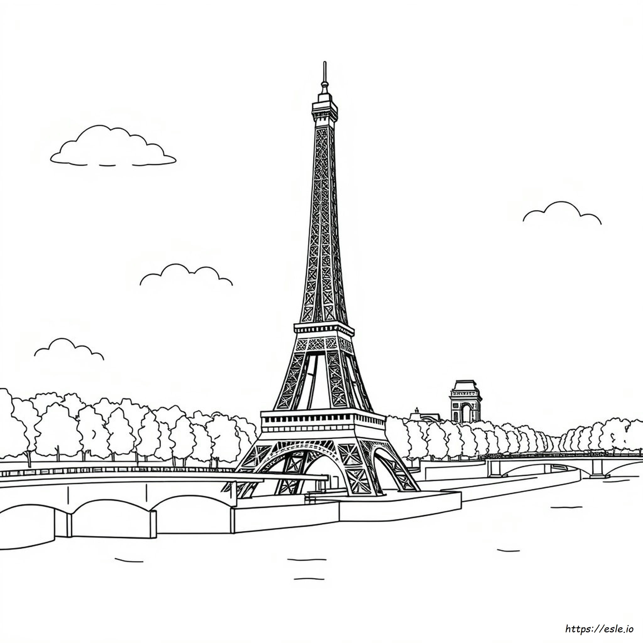 Eiffel Tower Colouring Page