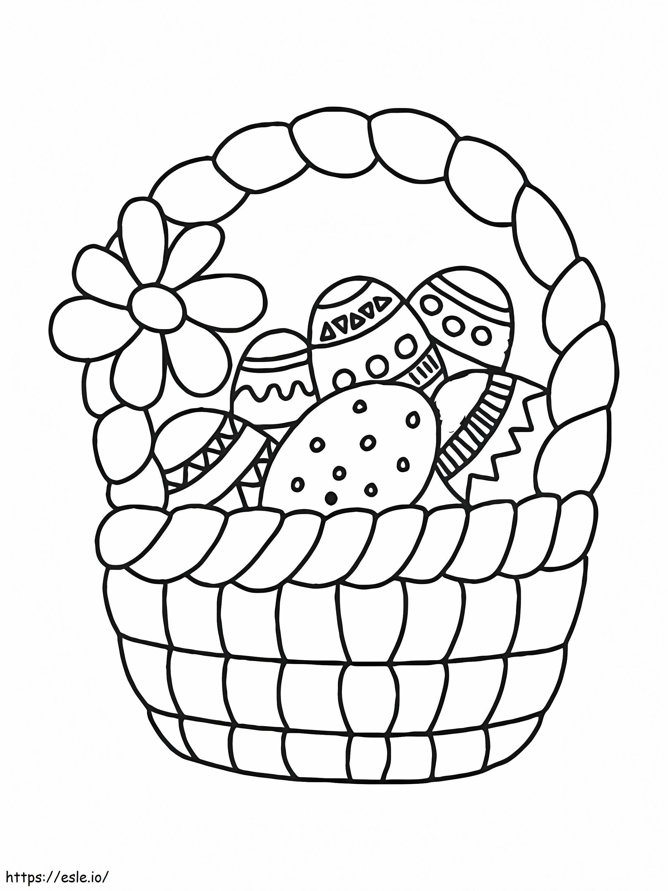 Huevos de Pascua en cesta maravillosa para colorear