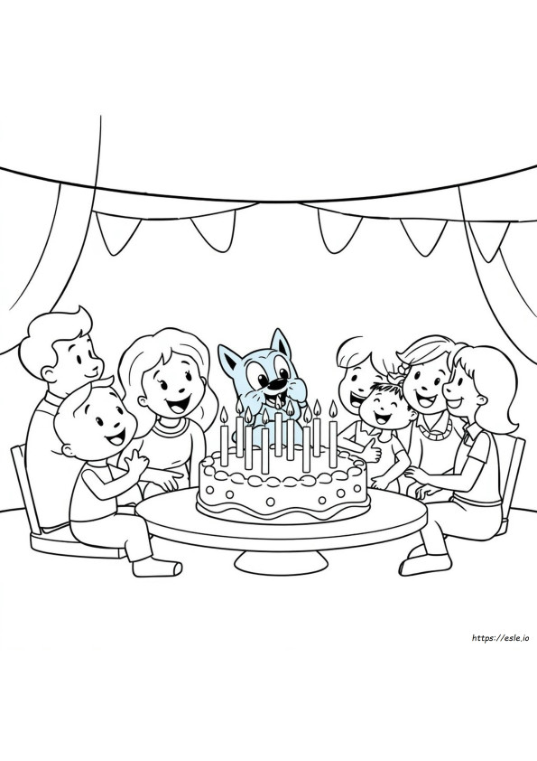 Bluey Ulang Tahun, Gambar Mewarnai, Dapat Dicetak Gratis