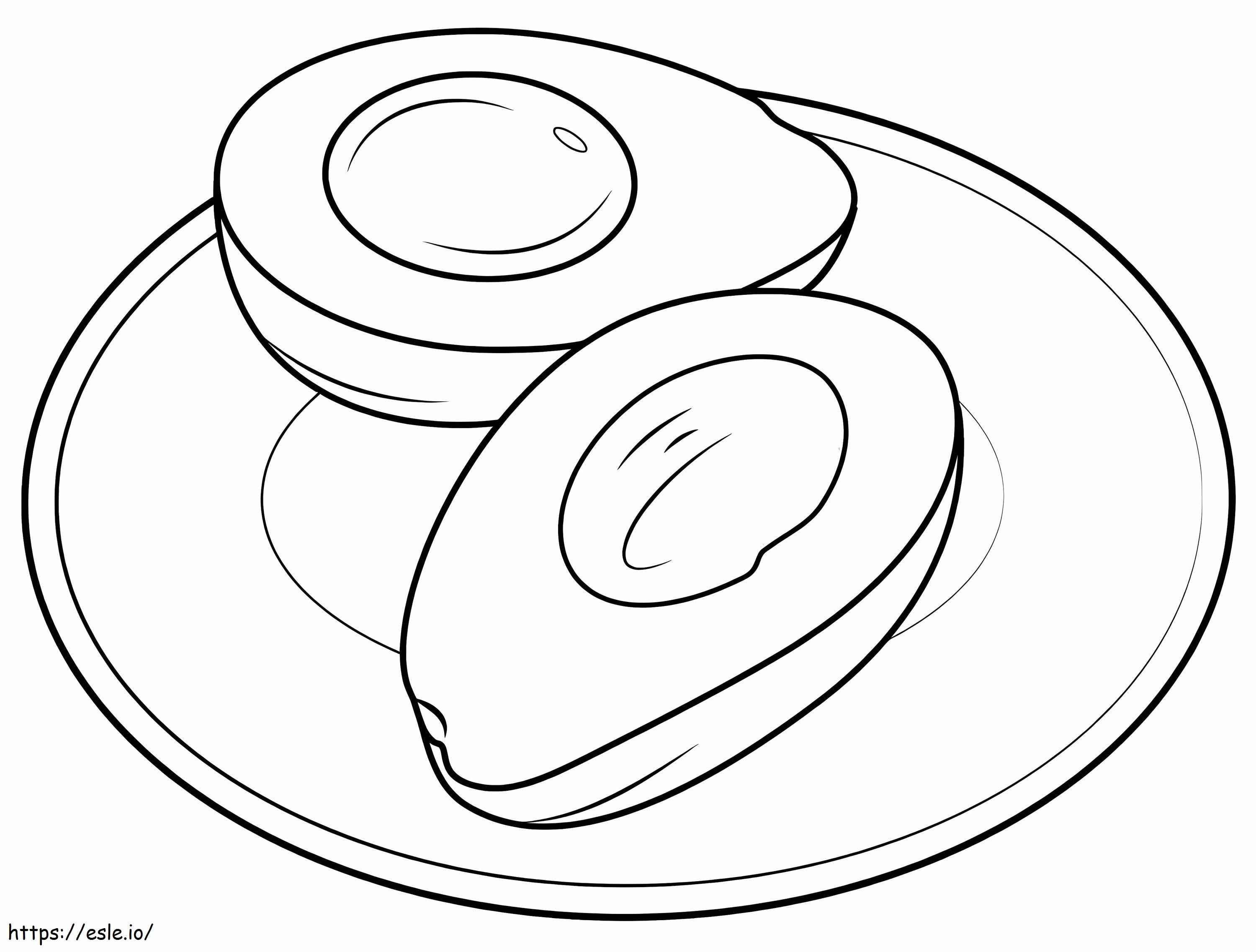 Avocado auf einem Teller ausmalbilder