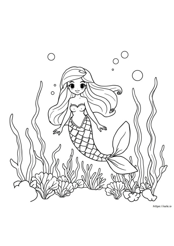 Sirena Blu Da Colorare