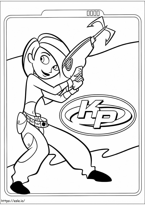 Kim With Grappling Hook A4 coloring page