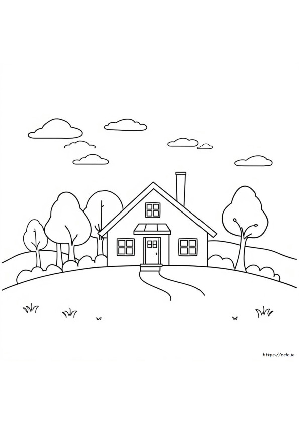 Rumah Garis Besar Gambar Untuk Mewarnai