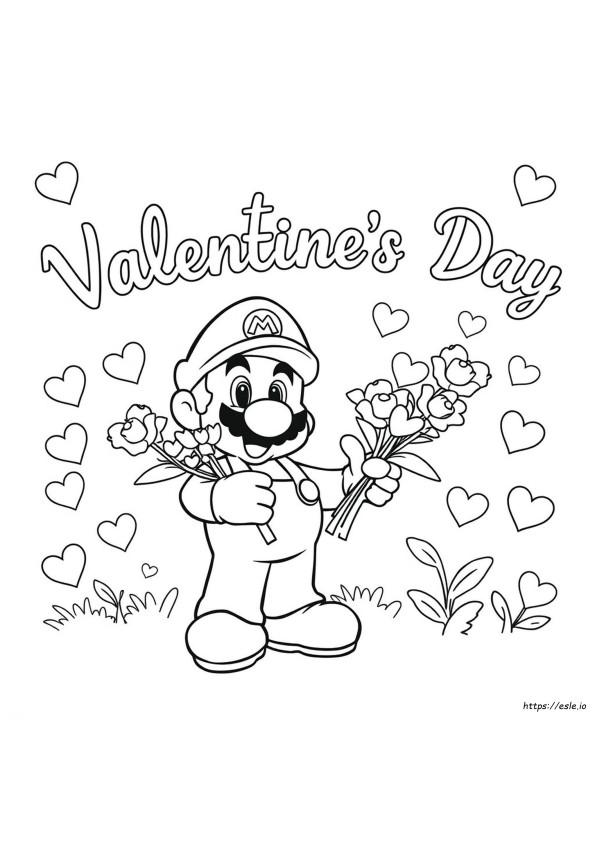 Gambar Mewarnai Hari Valentine Mario