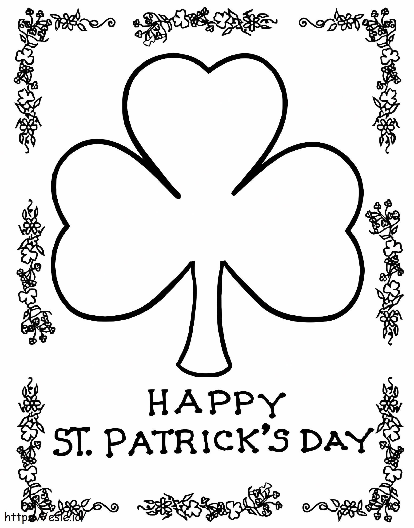 Happy St. Patricks Day Shamrock coloring page