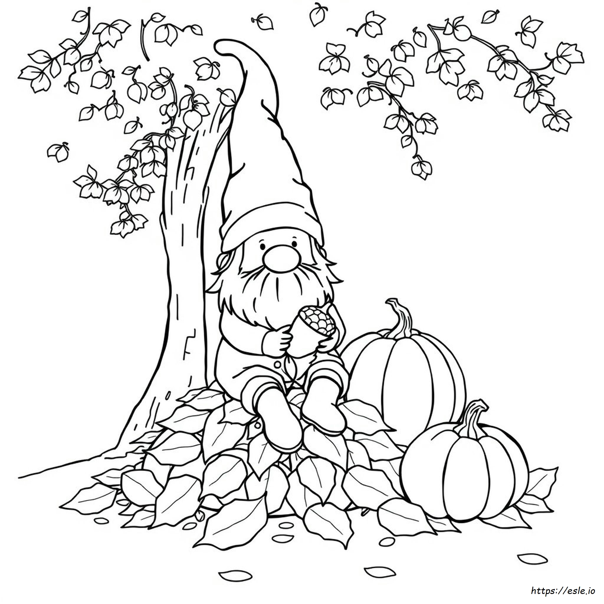 Fall Gnome Coloring Pages Free