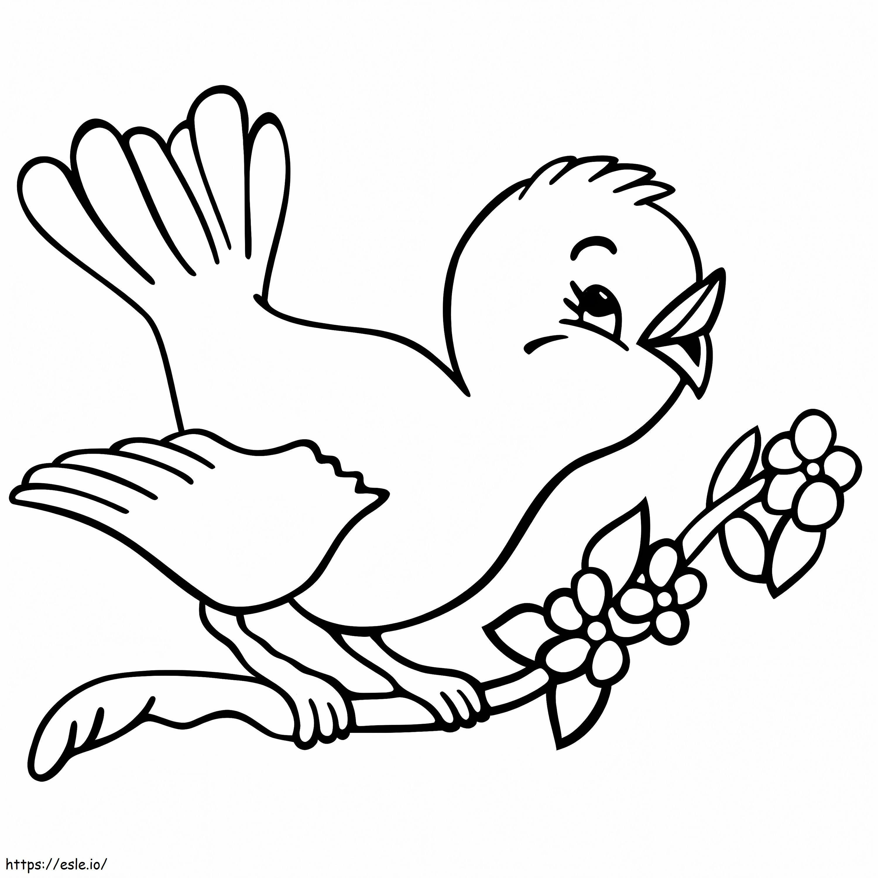 Coloriage  Oiseau sur branche A4 à imprimer dessin