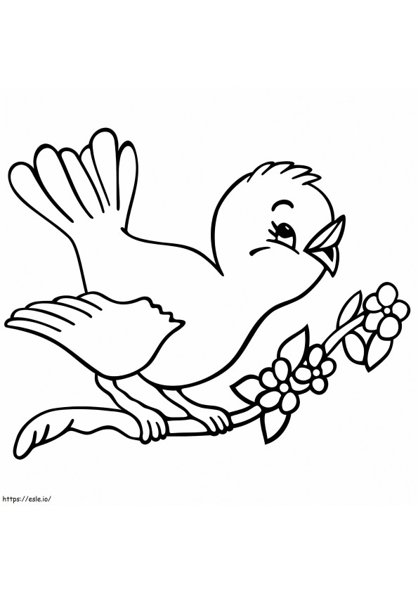 Coloriage  Oiseau sur branche A4 à imprimer dessin