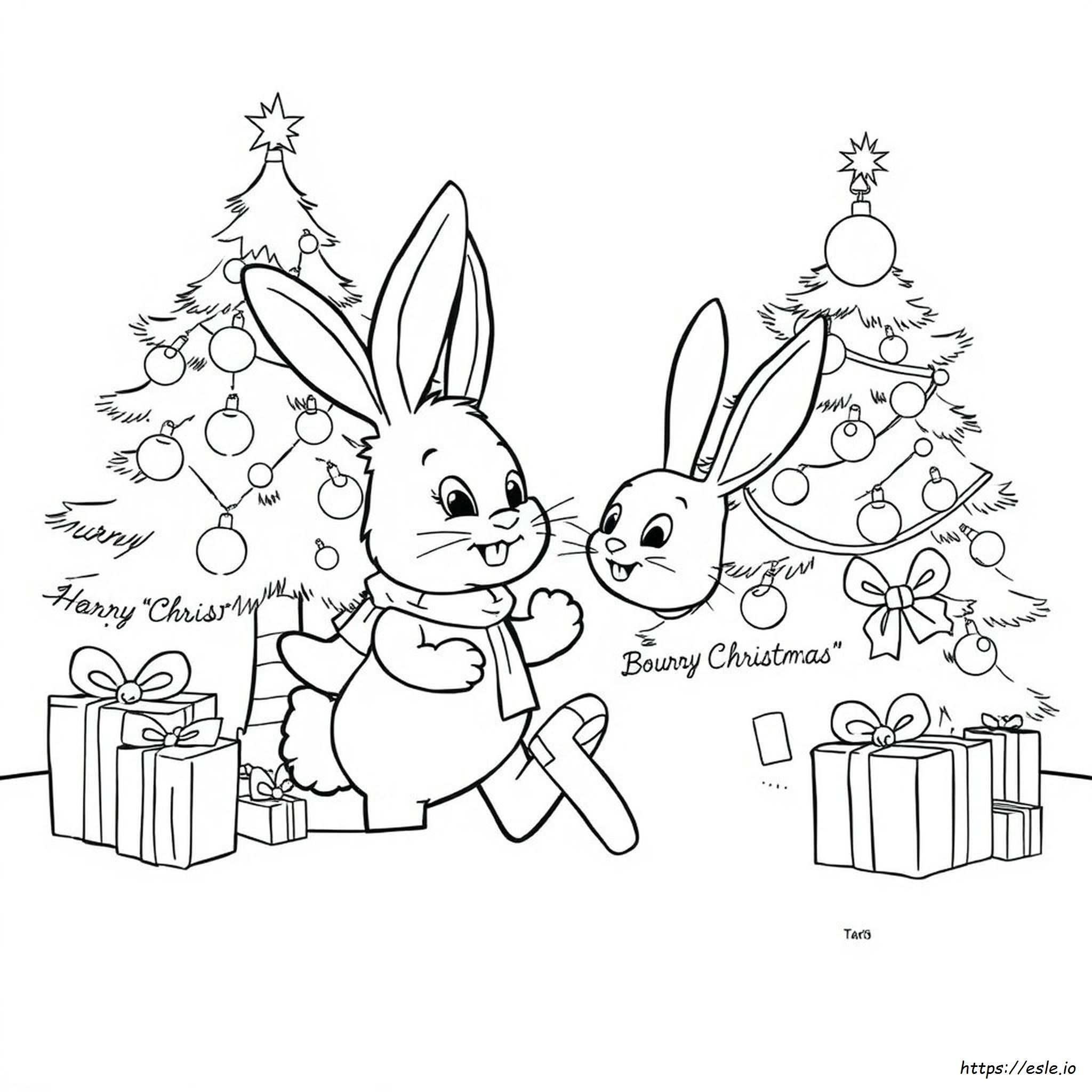 Conejo De Navidad Para Colorear Imprimible
