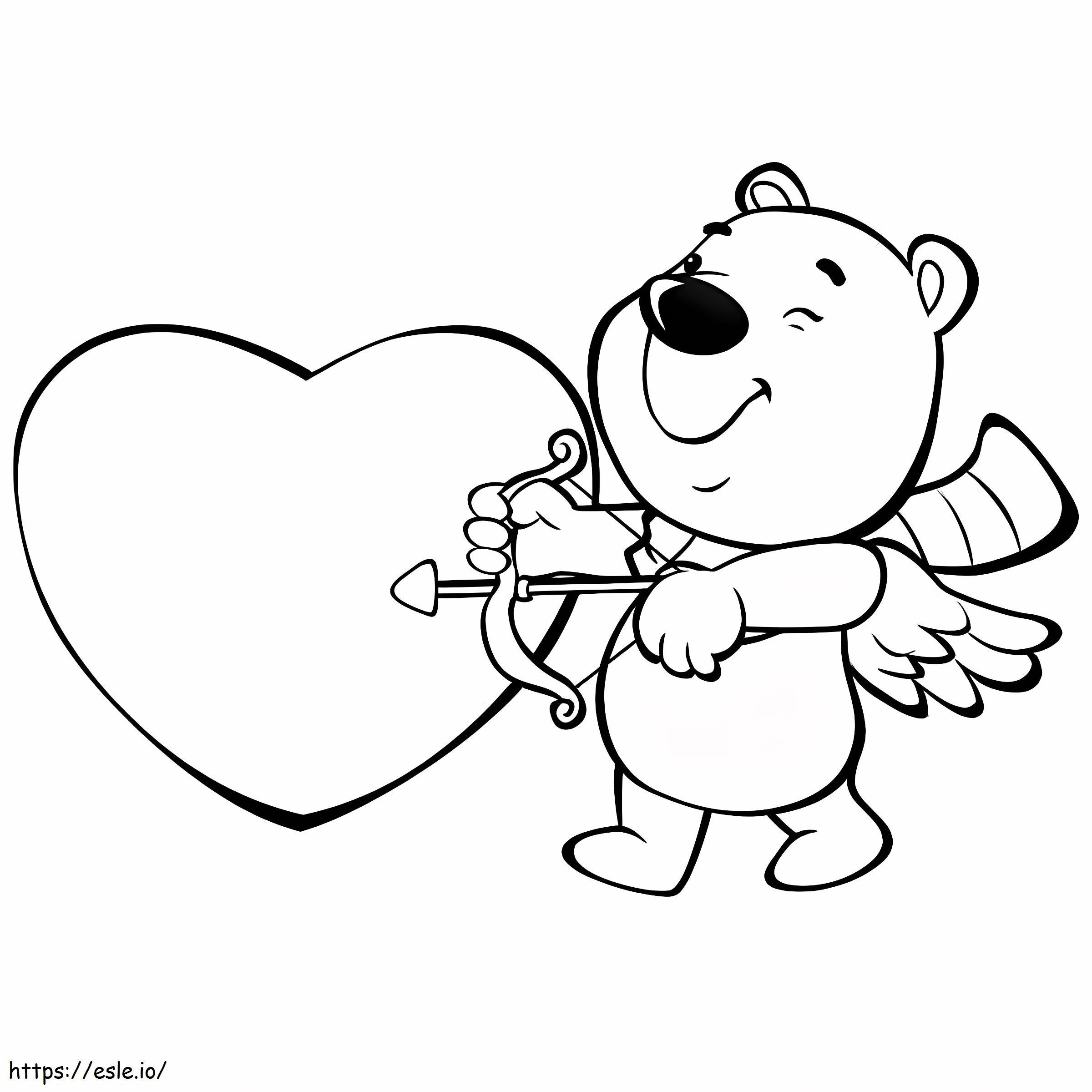 Little Cupid Bear coloring page